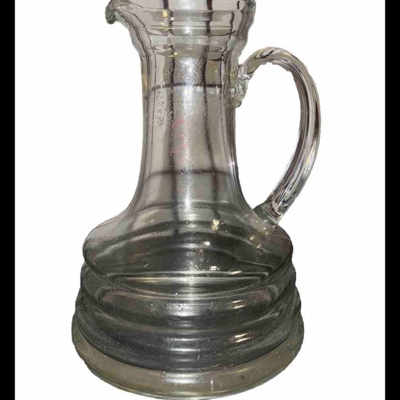 Mid Century Modern Clear Spiral Hand Blown Art Glass Water Pitcher 9” - Picture 13 of 15
